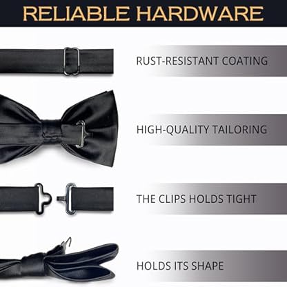 Adam Young Men's Bow Ties Pre-Tied Style Formal Satin Classic Bowtie for Tuxedo Faux Silk - Image 6
