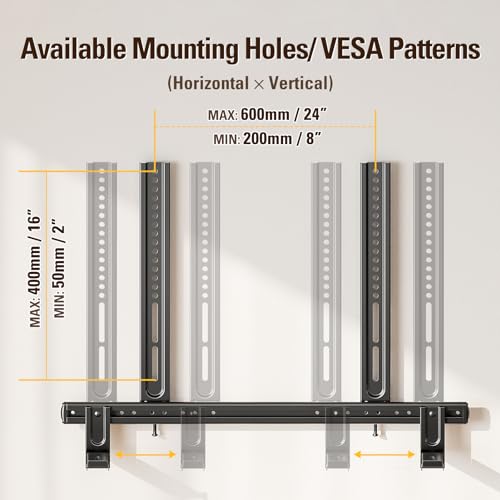 Mounting Dream Soundbar Mount, Heavy Duty Soundbar Wall Mount for Sound Bars with Holes/Without Holes Up to 26.5 LBS, Soundbar Bracket Height Adjust, No-Slip Base Holder Extends 3.44”-6.06”, MD5428