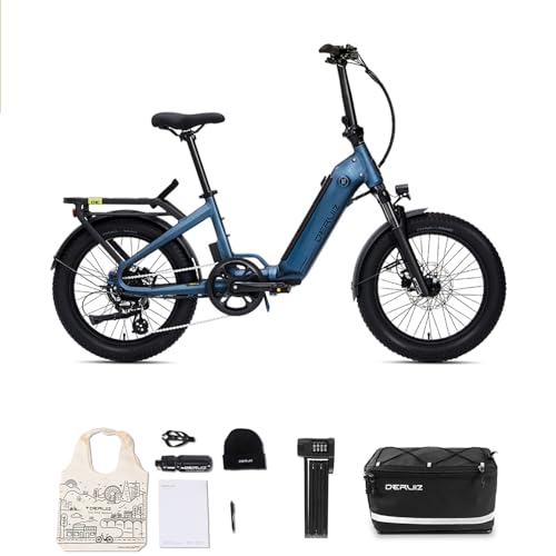 DERUIZ Peridot E-Bike-20 Zoll klapprad Elektrofahrrad, 250W 55N.m Hinterradmotor, 3\" Fette Reifen,48V/500Wh Akku,11-32T, 8-Gang,Hydraulische Bremsen,Faltbares Pedelec-143 KM (Blau) DERUIZ Peridot E-Bike-20 Zoll klapprad Elektrofahrrad, 250W 55N.m Hinterradmotor, 3\" Fette Reifen,48V/500Wh Akku,11-32T, 8-Gang,Hydraulische Bremsen,Faltbares Pedelec-143 KM (Blau)