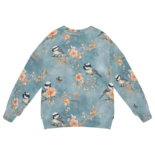 JUNZAN Aesthetic Black-capped Chickadee Birds Big Girls Pullover Hoodie Crewneck Sweatshirt With Hoodie Party 4T2
