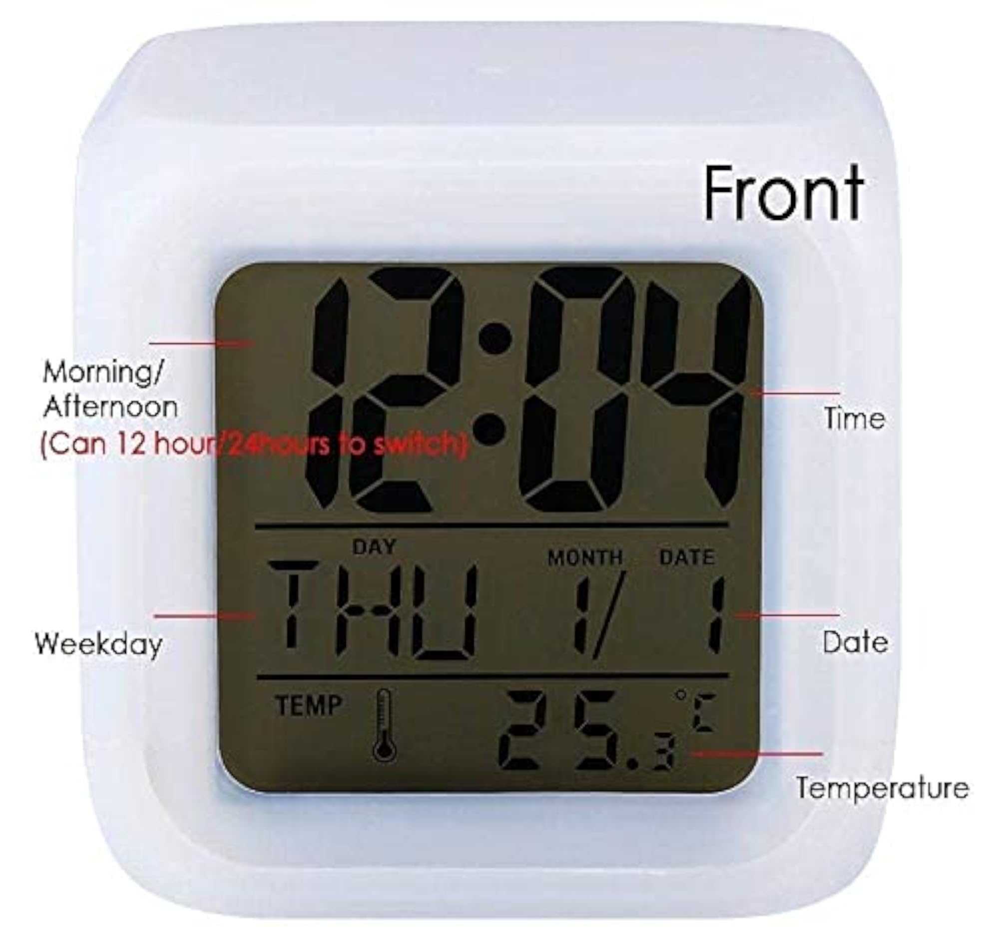 Smart Digital Alarm Clock with 7-Color LED Display