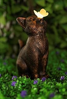 garden mile Resin Cat Statue Garden Ornaments Outdoor with Solar Butterfly Durable Kitten Kitty Garden Animal Statue Weatherproof Sculptures for Garden Patio, Pond, Bedding Décor Outdoor Solar Lights