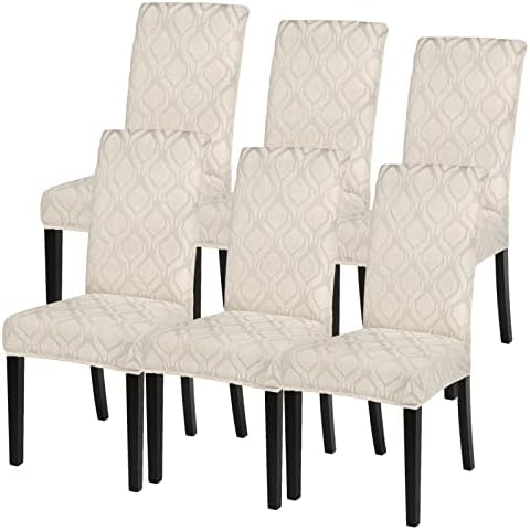 SearchI Dining Chair Covers, Set of 6 Stretch Removable Washable Chair Slipcovers,Chairs Protective Cover for Dining Room Kitchen Living Room Home Decor(Black&White,6 Pack)