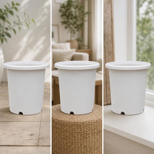 Grand pot de fleurs de qualité supérieure Ø28.5cm blanc cassé avec soucoupe - Type 293