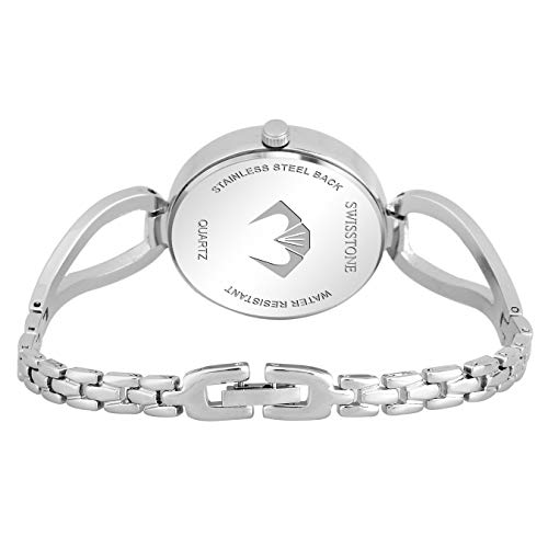 SWISSTONE DZL153 Silver Plated Bracelet Wrist Watch for Women
