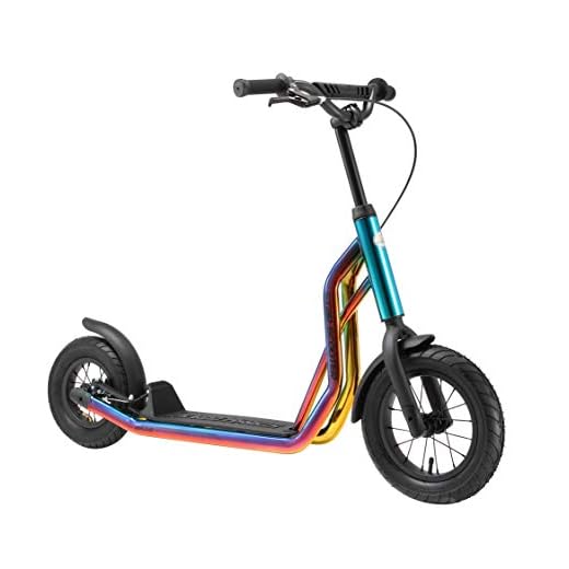 STAR SCOOTER Sparkcykel Kick City Scooter för pojkar och tjejer från 6-7 år, stora hjul, pneumatiska däck | 10/12" tam | krom