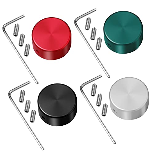 MUELODSIC 4個ギターエフェクターペダル用フットスイッチトップカバー シルバー レッド ブラック ブルー スクリュー レンチ付属 エレキギター適合 スリッシュなデザイン 初心者にも簡単取り付け