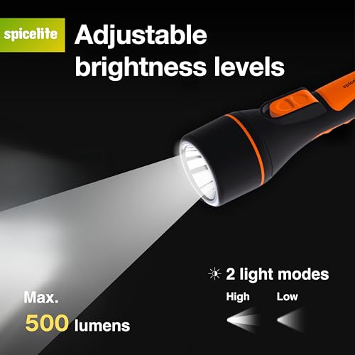 Image of 5W High Power LED Rechargeable Torch Light | 1KM Long Range Beam | Up to 6 Hours Backup | 2 Light Modes | 500 Lumens | ABS Body Unbreakable | IP 20 Rated | USB Type C Fast Charging