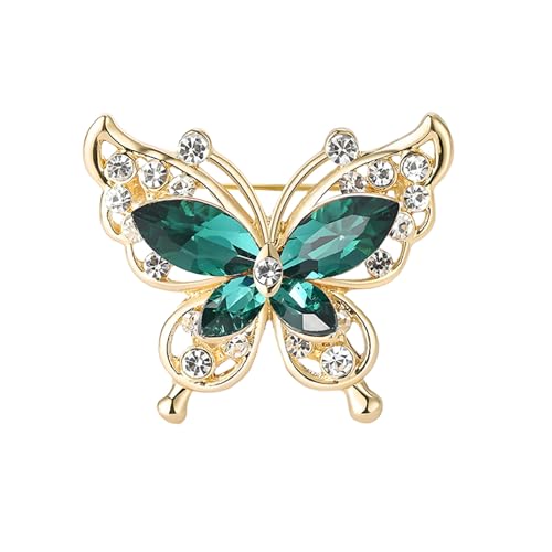 Image of coadipress Butterfly Brooch Pins Chic Romantic Elegant Rhinestone Crystal Insect Brooch Pin Women Corsage Scarf Shawl Clothing Accessories Wedding Party Banquet
