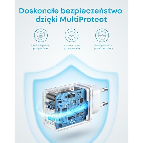 Ładowarka Anker 20W USB C zasilacz sieciowy zasilacz kompatybilny z iPhone 16 15Phone Series iPad i innymi z kablem USB-C 150 cm biały