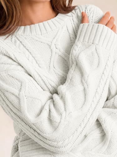Image of Trendy Queen Women's Oversized Cable Knit Sweaters 2026 Fall Outfits | Quiet Luxury Style, Chunky Knit Texture, Winter Holiday Outfit, Easy Layering Piece, Fall Fashion Staple