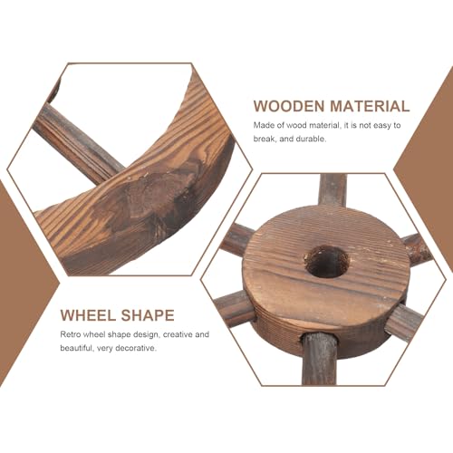 Roue de chariot en bois 25 cm déco murale rustique - 6