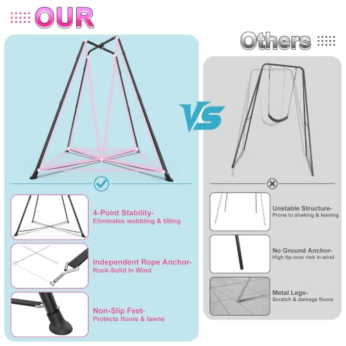 Swing Stand with Sensory Swing, Swing Frame with Pod Swing, X-Shaped Swing Set, Metal Swing Chiar with Stand for Adults Indoor and Outdoor 330LBS (Pink Gradient) by COZEER - Image 2