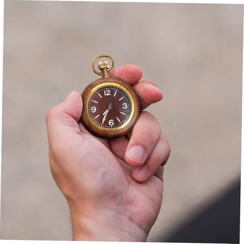Montre de poche à quartz rétro en ébène noir et alliage d'exception - 5
