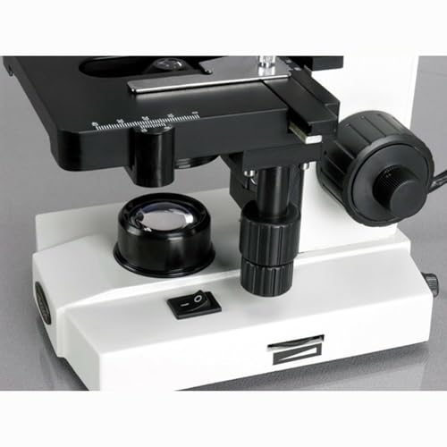 Image of AmScope M600B Compound Monocular Microscope, WF10x and WF20x Eyepieces, 40x-2000x Magnification, Brightfield, Tungsten Illumination, Abbe Condenser, Mechanical Stage, 110V