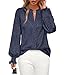 MASCOMODA Womens Boho Floral Long Sleeve Tops Fall Fashion 2025 V Neck Loose Chiffon Work Blouses Dressy Casual Ruffle Shirts(Floral Grey Blue,Small)