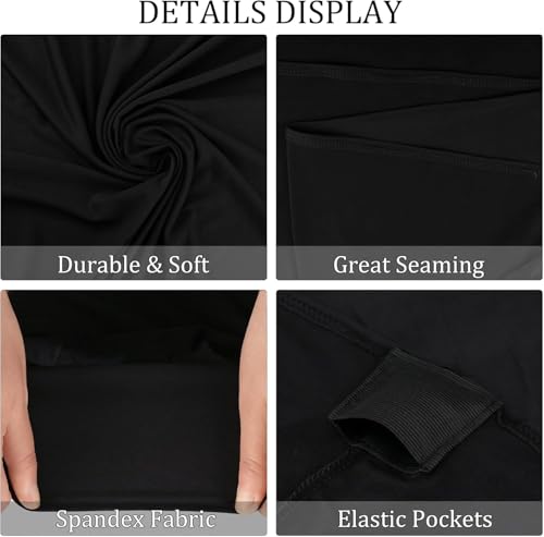 Image of 2 Pack 6FT Spandex Table Covers Washable Wrinkle Resistant Stretch Table Cloth for Folding Table Wedding Party Birthday Banquet Bar Events(Black)