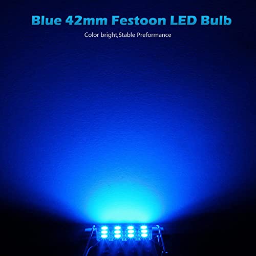 Partsam 578 Blue Car Interior Dome Light Led Bulb 6000K Super Bright 41Mm 42Mm 211-2 212-2 Festoon Led Bulbs For Truck Dome Map Courtesy Door License Plate Lights, 4 Pack #TOP6