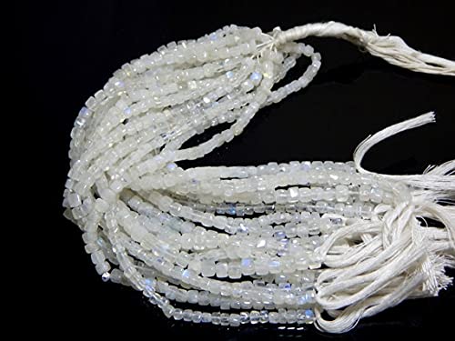 Perles naturelles LKBEADS cube pierre fine blanche 4x5mm fil 9 pouces création bijoux minéraux