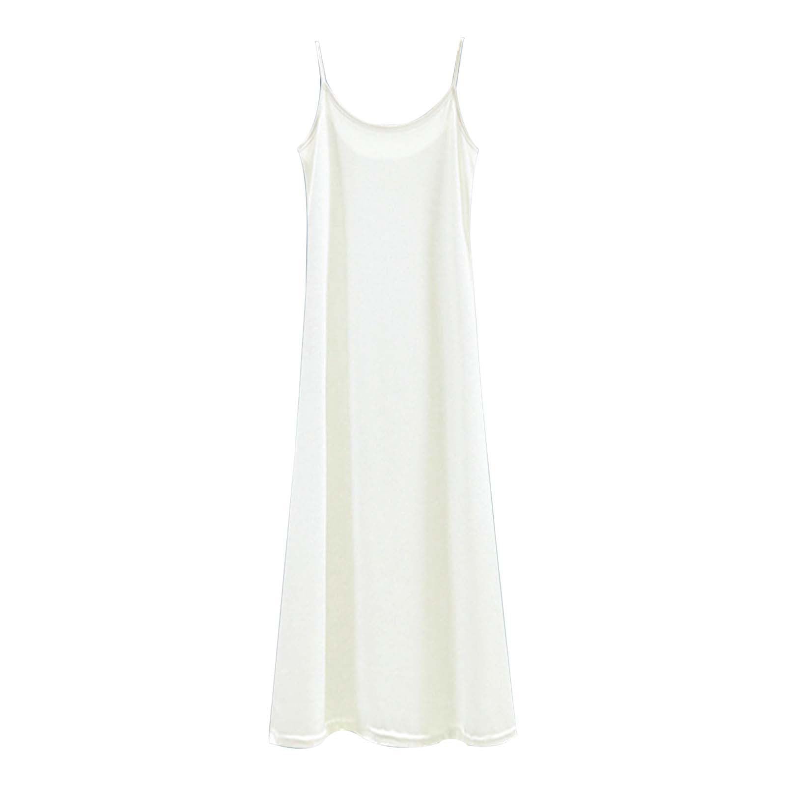 Doublure Robe Femme - Fond de Robe Longue Coton Bretelles Chemise de Nuit Sexy Slip Elégant Mini Droite Robe Lingerie Jupon