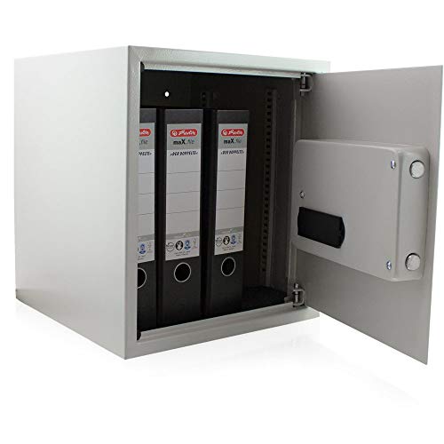 BITUXX Elektronischer Akten Safe Tresor Wandtresor Wandsafe Geldschrank Möbeltresor Stahlschrank Geldsafe Geldtresor Panzerschrank Dokumententresor Lichtgrau