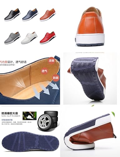 MOYOWEI Men's Leather Casual Dress Shoes,Fashion Comfort Softsole Lace-up Plain Toe Travel Business Derby Oxfords Flat Sneakers2