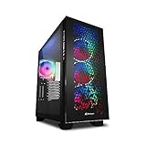 IMPOSANTES GEHÄUSEDESIGN: Die ausdrucksstarke Front des CA300H sticht mit seinem auffälligen geometrischen Design und den drei dahinter verborgenen RGB-LED-Lüftern sofort ins Auge. Die Seitenteile aus gehärtetem Glas geben den Blick frei auf das aufgeräumte Innenleben, das durch den im hinteren Teil des Gehäuses sitzenden, vierten RGB-LED-Lüfter zusätzlich ausgeleuchtet wird. Um einzigartige Lichteffekte zu generieren, lassen sich die LEDs sämtlicher verbauter Lüfter über die Software kompatibler Mainboards mit einer Pinbelegung von 5V-D-Coded-G oder 5V-D-G gezielt ansteuern.