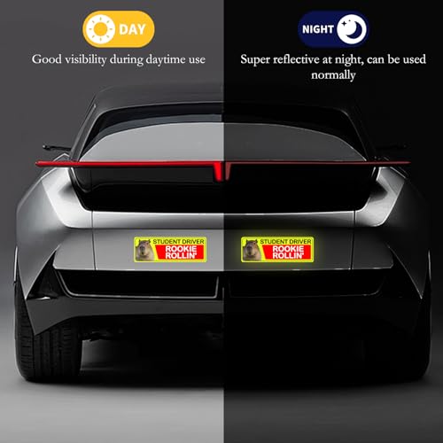 Image of 4Pcs Newbie Magnetic Yellow Car Stickers, Beginner Magnet Supplies for Car Student Driver Sign, Lovely New Driver Sticker Supplies Suitable for Keeping a Safe Distance on The Road