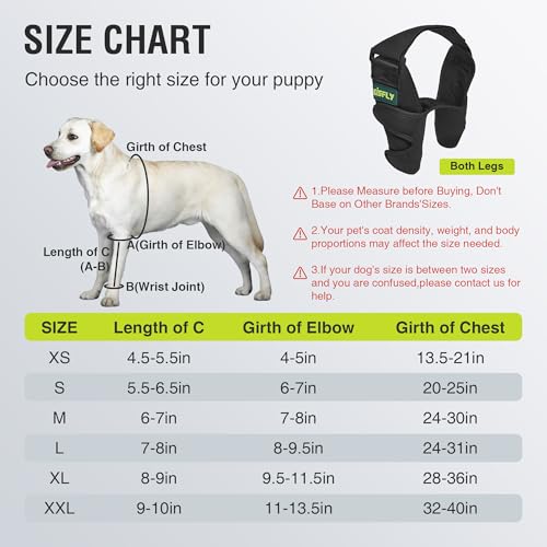 Image of Dog Elbow Brace for Front Legs, Canine Elbow & Shoulder Support for Dysplasia, Arthritis & Pressure Sores, Dog Elbow Pads for Recovery, Both Legs Size S