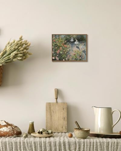 Image of KISSFOX Framed Wall Art Vintage Wall Decor Ballerinas Dancing Canvas Art Rose Pictures Summer Floral Paintings Cottage Artwork Aesthetic Prints For Dorm Bedroom Apartment Classroom