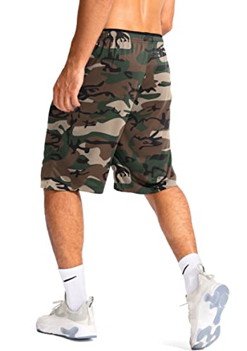 G Gradual Men's Basketball Shorts With Zipper Pockets Lightweight Quick Dry 11" Long Shorts For Men Athletic Gym(Green Camo,Xxl) #TOP1