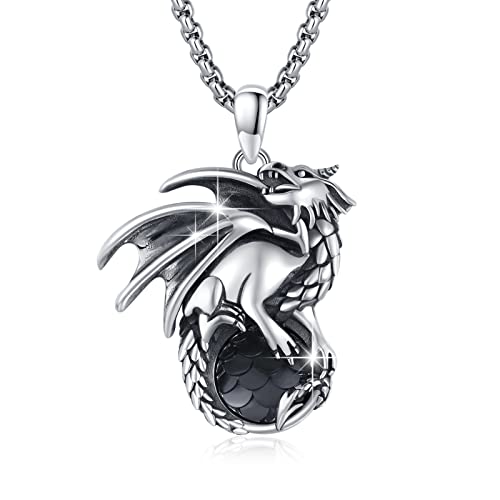 Chaîne dragon en argent sterling 925 vintage et collier rétro gothique punk pour hommes et femmes