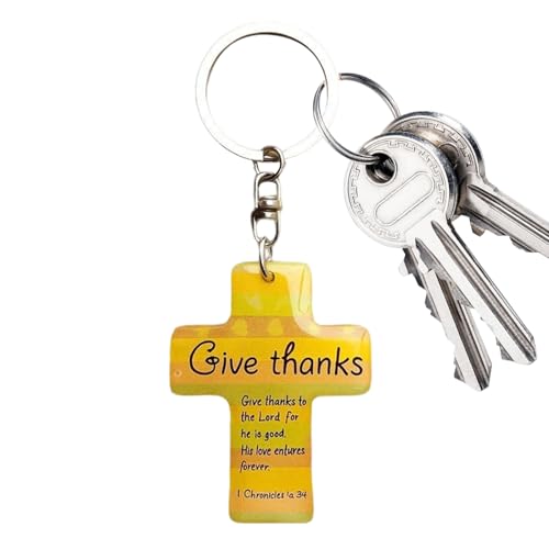 Christian Keychain - Wooden Jesus Key Ring, Bible Verse Religious Keychain | Inspirational Cross Pendant, Faith Prayer Gift for Men Women Pastors Church School Travel Baptism Graduation Easter Christm