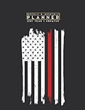 Weekly & Monthly Planner One Year Undated: American Flag Red Line USA Patriot 4th of July 8.5x11 Large Organizer | Calendar Schedule & Agenda with Inspirational Quotes