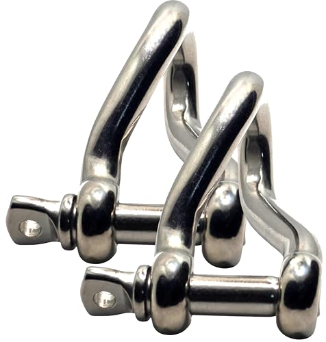 8mm Twisted Shackles Stainless Steel A4-Marine Grade (316) - for connecting Ropes, Anchors and Chains (Pack of 2)