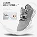 LANGFEUU Men Women Walking Shoes Lace up Tennis Running Sneakers Lightweight Comfortable Fashion Sneakers for Gym Workout Casual Travel Light Grey 10 Women/8.5 Men