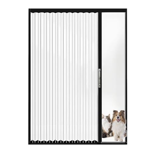 Interior Accordion Folding Door, No Drilling Retractable Sliding Doors with Lock, Customize Room Divider for Bathroom Closet Kitchen Patio, Aluminum Frame and Acrylic Panel