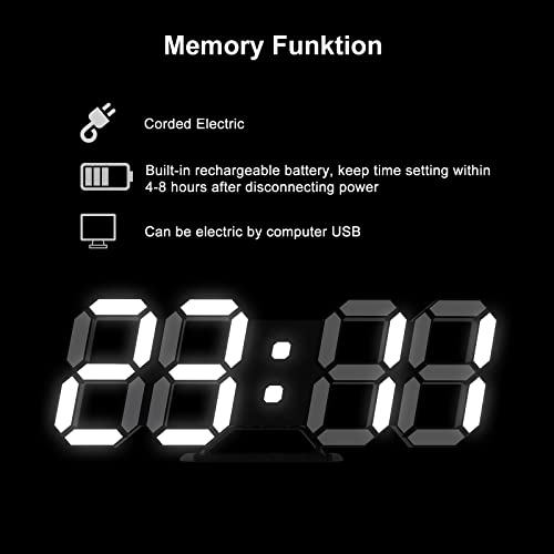 Epsky Led Digital Desktop Clock 3D Small Alarm Clock Black 25.2Cm With Remote Control Snooze Time Memory 12/24 Date Temperature Night Light Office Kitchen Living Room Kid (Ck-Led1305) #TOP5