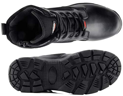 Image of PARA TROOPER Men's Black FORCE 8 inch Side-Zip Light Weight Genuine Leather Military and Tactical Combat Army Boot