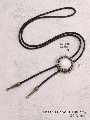 Image of Jeilwiy Bolo Tie for Men Western Cowboy Tie Necklace Gold Bolo Tie Leather Necktie Halloween Tie Accessories for Women