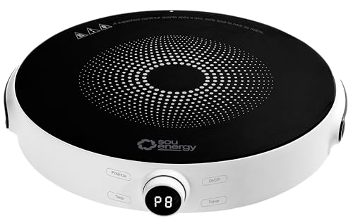 Fogão Cooktop Indução Portátil 1 Boca 2000W Bivolt Sou Energy - Fogão Elétrico Mesa Digital + Timer