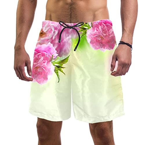 Maillots de bain hommes fleurs d'anémone rose JDEZ short de plage