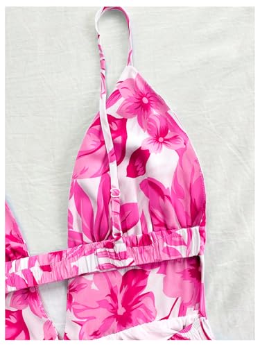Image of Floerns Women's Sleeveless Butterfly Print Cut Out V Neck Tiered Mini Cami Dresses