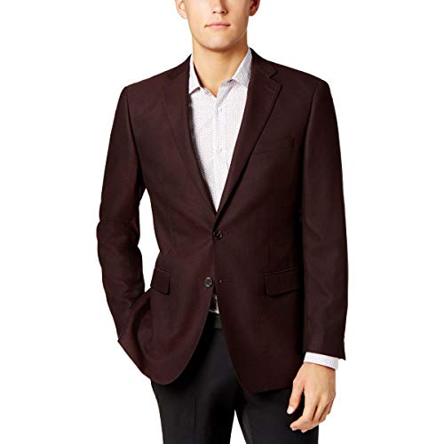 Calvin Klein Mens Textured Two Button Blazer Jacket, Red, 40 Long #TOP4
