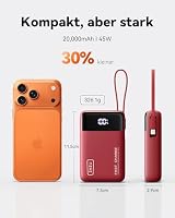 INIU 45W Power Bank, Ultra Klein 20000mAh mit Integriertem USB C Kabel – Ansicht 3