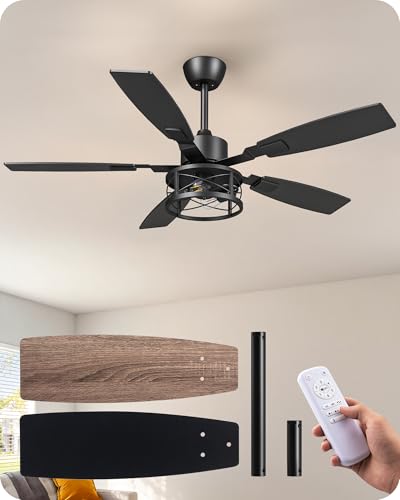 DEWENWILS&EDISHINE EDISHINE 52" Farmhouse Ceiling Fans with Lights and Remote
