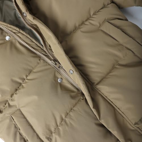 HILEELANG Toddle Boy Girl Puffer Jacket Coat Hood Mid Length Big Pocket Light Weight Warm Padded Winter Outwear4