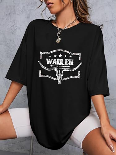 Country Shirts for Women Western Cowgirl Tshirt Oversized Cow Skull Graphic Tees Tops2
