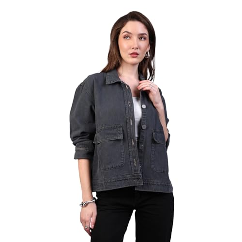 Image of Urbano Fashion Women's Relaxed Fit Full Sleeve Utility Denim Jacket