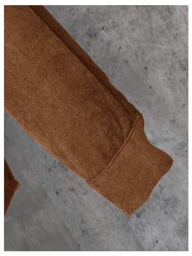 Image of GORGLITTER Boy's Corduroy Shirts Western Long Sleeve Botton Down Shacket Jacket Tops with Pocket Brown 11-12Y